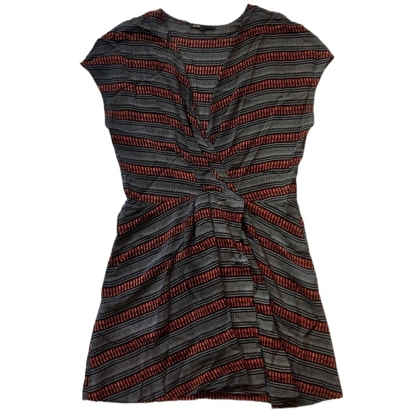 Maje Solene Silk Geometric Mixed Print V-Neck Women’s Mini Dress Size Medium - Picture 1 of 4